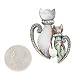 Abalone and Rhinestone Double Twin Cat Brooch Pin