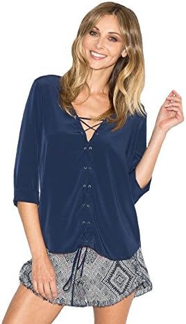 Rory Beca Women's Bengali Lace Up Blouse, tagine, Small
