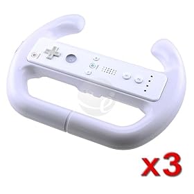 White Controller Steering Wheel for Nintendo Wii(3 pack)