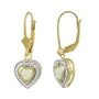 18k Gold Plated Sterling Silver Diamond Accent Lever Back Earrings with Created Opal Heart Drop