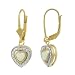 18k Gold Plated Sterling Silver Diamond Accent Lever Back Earrings with Created Opal Heart Drop