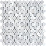CARRARA HEXAGON HONED MARBLE MOSAIC 1