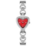 Fossil Women's Red Heart Stainless Steel Bracelet Watch #ES9765