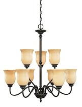 World Imports Lighting 5449-99 Saxon 9-Light Chandelier, Wrought Iron