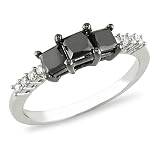 1 ct.t.w. Black and White Diamond Ring in 10k White Gold - I2-I3 - G-H-I