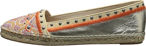 House of Harlow 1960 Women's Kat Moccasin,Light Gold Multi Canvas/Nappa Kid Leather/Woven Raffia,7.5 M US