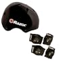 Razor V-17 Youth Multi-Sport Helmet Black Gloss with Razor Youth Pad Set Fits Ages 8-14