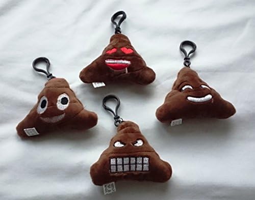 4 pieces Poop Emoji Keychain 3" Plush Clip-On Keychain Limited Backpack Purse Accessory