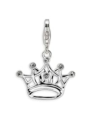 Sterling Silver CZ Crown w/Lobster Claw Clasp Clasp Charm