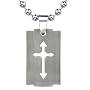 Strong Faith: Designer Inspired Titanium Brushed Finish Cut-out Arrow Cross Razor Bladed Design Dog Tag Pendant on a Stainless Steel Ball Chain for Men