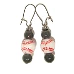 Bloodstone Earrings 02 Dangle Baseball Green Red White Beaded Gemstone