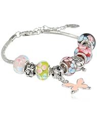 Charmed Feelings Murano Style Glass Beads and Charm Bracelet, 7.25" + 1.5" Extender