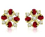 1.10 cts Diamond Ruby Earrings