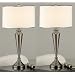 Set of 2 Brush Nickel Metal & Fabric Shade Table Lamps