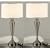 Set of 2 Brush Nickel Metal & Fabric Shade Table Lamps