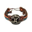 Gemini The Twins Zodiac Tribal Leather Bracelet with Earth Tone Cord and Beads