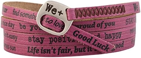 We Positive We+ Friendship Leather Wrap Message Italian Bracelet Azalea Pink Purple Style 138