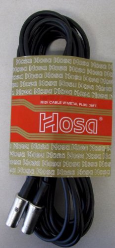 HOSA PREMIUM MIDI CABLE- MIDI CABLE, Metal Plugs, 20 ft.