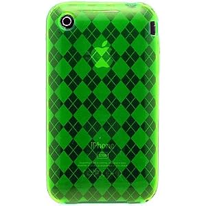 Lime Green Diamond Argyle Crystal Candy TPU Skin Apple Iphone 3G 3Gs