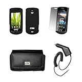 EMPIRE Black Leather Case Pouch with Belt Clip and Belt Loops + Black Silic ....