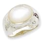 Sterling Silver Oval Mother of Pearl Ring - Size 6