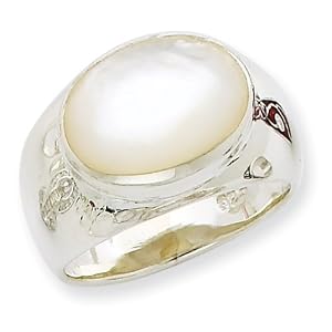 Click here to buy Sterling Silver Oval Mother of Pearl Ring by West Coast Jewelry.