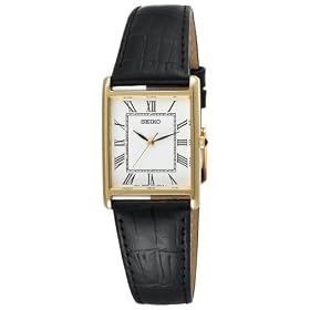 Seiko Men's Dress Black Leather Strap Watch #SNF672