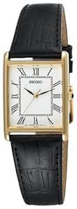 Seiko Men SNF672 Dress Black Leather Strap Watch