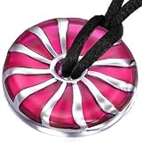 Round Pink Glass Pendant with Stainless Steel
