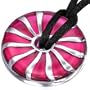 Round Pink Glass Pendant with Stainless Steel