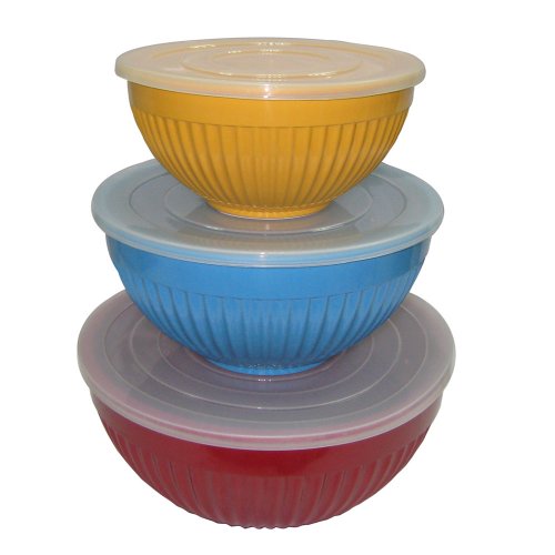 Melamine Mixing Bowl Set of 3 with Lids