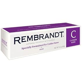 Click here to buy Rembrandt Whitening Toothpaste With Fluoride Canker Sore Protection-3 oz (Quantity of 4) by Rembrandt.