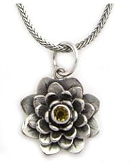 Citrine flower necklace, Sacred Golden Lotus - Citrine and Silver Flower Necklace