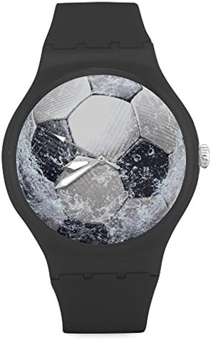 Custom Gift Watch Fashion Bracelet Wrist Watch Soccer Ball Unisex Round Rubber Sport Watch,Watch Face Diameter: 1.58"