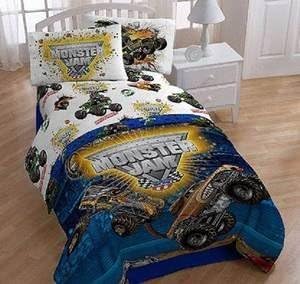 Monster Jam Truck Twin Comforter, Sheets, Panels, Pillow , Blanket (Complete Room Bedding Set)