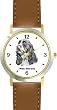 English Springer Spaniel (SC) Dog - WATCHBUDDY&reg; CLASSIC DELUXE TWO-TONE THEME WATCH - Arabic Numbers-Brown Leather Strap-Women's Size-Small
