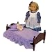 Mahogany Doll Bed Fits American Girl Doll - Complete with 3 Piece Bedding Set Image