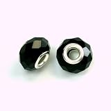 14 X 9mm Faceted Glass Beads JET Color 4.5mm Hole 47003