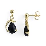 Black Coral Earrings in 14K Yellow Gold
