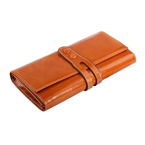 Kattee Women's Genuine Cow Leather Long Bifold Purse Wallet