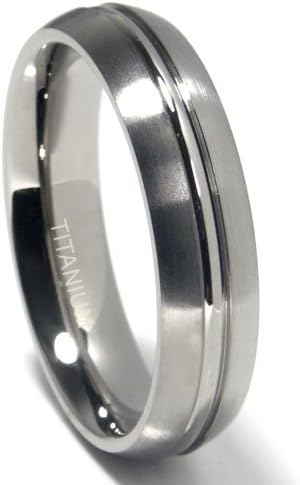 Titanium 6mm Ribbed Matte Dome Wedding Band Ring