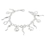 Sterling Silver Italian Horn Lucky Thirteen 13 Charm Bracelet 7"