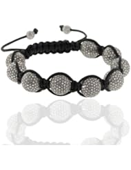 925 Sterling Silver Diamond Macrame Beaded Bracelet Party Jewelry