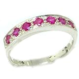 Solid English White Gold Ladies Natural Ruby Eternity Band Ring - Finger Sizes 5 to 12 Available