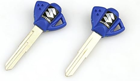 Areyoushop 2pcs Blade Blank Key Motorcycle for Suzuki Gsxr 600 750 1000 1300 Sv 650 Dl1000 Blue
