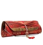 Butterflies BNS0085 Red Pleated Clutch