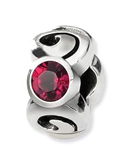 Sterling Silver July Swarovski Elements Birthstone Charm Bead Fits Pandora Chamilia Biagi Bracelet