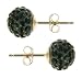 9ct Yellow Gold Ladies Black Crystal Ball Stud Earrings