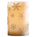 Mr. Christmas Light 6"Pillar Wax Candle with Embossed Painted Snowflakes and LED Amber Christmas Light