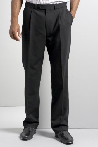 Performance Stormwearandtrade Wool with Lycraandreg Single Pleat Black Trousers